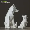 ERMAKOVA Geometric Fox Sculpture Animal Statues Simple White Abstract Ornaments Modern Home Decorations T200703