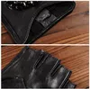 Gours Winter äkta läderhandskar Kvinnor Modemärke Black Stone Driving Fingerless Gloves Ladies Goatskin Mittens GSL040 201106345530