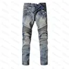 Heren Designer Jeans Distressed gescheurde Biker Slim Fit Motorcycle Bikers Denim voor Men S Fashion Mans Black Pants Pour Hommes