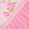 Korean style pink Lace bedspread bedding set king queen 4pcs princess duvet cover bed skirts bedclothes cotton home textile 201209