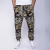 Hawaiian Heren Floral Print Katoen Linnen Lange Harem Broek Blauwe Drawstrings Pockets Man Broek Zomer Streetwear Joggers Man 201110