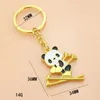 Cute Snowboarding Panda Key Pierścienie Outdoor Camping Piesze wycieczki Dla Dzieci Prezent Narciarski Snowboarder Koń Keychain Para Wisiorek Biżuteria