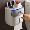 Ledfre Wall Mounted Plastic Roll Tissue Box Toothue Paper Holder Shelf Storager Holder Wall Paper Store Box T200425