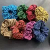 8color Korean Rainbow Designer Letters Printed Hair Rubber Bands Denim Large Intestine Ties Ropes Scrunchies Hairbands Elastic Ponytail Holder Accessories