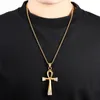 Roestvrijstalen religieus Afrika agypt oude Egyptische hanger het symbool van het leven farao koptische ankh ketting hanger met kristal strasse