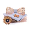 Neue weiße Hochzeit Bowtie Noeud Papillon Holz Fliege Pajaritas Krawatte Bowties Weiblich Männlich Brosche Manschettenknöpfe Krawatte Set 201027