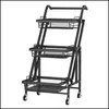 Förvaringshållare Racks hemorganisation Housekee Garden US Stock 3-Tier Folding Rolling Cart Kitchen/Bedroom/vardagsrum/badruma16 A06 D