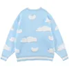 Men's Sweaters LACIBLE Cotton Pullover Men Women Embroidery Furry Cloud Rainbow Knitted Sweater Harajuku Loose Jumpers Outwear