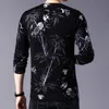 白い黒い印刷されたセーターErkek Kazak Round Neck PulloverSueter Slim Fit Pull Homme Mens Chompas Hombre 201022