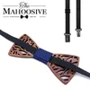 Paisley drewniany towrzała chusteczka krawata Zestaw Men039s Plaid Bowtie Wood Drewno rzeźbione wycięte w kwiatowym designie i pudełku Nowość T6635044