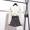 Neue Herbst Winter Frauen Kleidung zweiteils Set weiblicher Pullover gestrickt Tweed Meerjungfrau Rock 2 Stück Anzüge Outfit F111 T200325