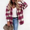 Women Shirts Blouses Tops Check Fleece Casual Fashion Loose Shacket Top Shirt Tunic Oversize Baggy Youth Lady Autumn Winter