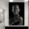 Siyah Altın Çıplak Afrika Art Kadın Tuval Üzerinde Yağlı Boya Cuadros Posterler ve Baskılar İskandinav Duvar Resim Oturma Odası 2751