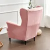 Velvet Wing Chair Cover Stretch Spandex Fotel S Removable Wingback Funda Silla Relax Sofa S z poduszką siedzenia 220222