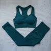 Kvinnor Yoga Set Gym 2 Piece Set Workout Clothes Solid Color Fitness Leggings Sportwear Woman Yoga Wear Sport BH and Pants8879791