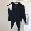 Kvinnors Tracksuits 2021 Höst Vinter SweatSuits Ins Sweet Chain Vest Knitwear + Elastiska Byxor Tre-Piece Set Women Tre Piece Outfits