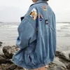 Harajuku denim jackor coat kvinnor patch mönster långärmad bomber jacka casual lös casaco feminino vintage jaqueta feminina t200319