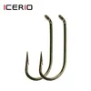 iCerio 500/1000 قطع ذبابة ربط هوك الجافة الرطب حورية الروبيان كاديس جرافما غاسل الكربون الصلب fishhook القياسية يطير هوك معالجة 220110