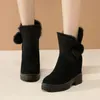 SaraIris flambant neuf de haute qualité en cuir suédé de vache avec fourrure chaussures d'hiver élégantes bottes femmes interne augmenter talons bottes de neige1