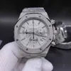 NEW Quartz Vk movement Multi-function chronograph High quality frosted silver stainless steel mens designer watches silver dial 42mm