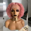 Короткие вьющиеся T Part Wig Бразильский 4x4 кружевные парики Кружева Кружево Кружево Кружевые Дева Человеческие волосы, сорванные с Детским Волосом 150% Плотность для женщин