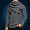 White gray brown black army green sweater European American fashion men's collar slim pullover knitted sweaters men