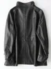 Pudi donne genuino cappotto di pelle di pecora giacca inverno vera pelle ragazza femmina cappotti lunghi trench giacche nere A69022 201030