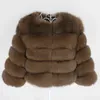 OFTBUY Winter Jacket Women Real Fur Coat Natural Big Fluffy Outerwear Streetwear Thick Warm Three Quarter Sleeve 211220