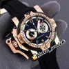 Nieuwe Chronofighter Left Hand Two Tone Rose Gold White Inner Blue Dial Quartz Chronograph Mens Horloge Blauw Rubber Strap Stopwatch Hello_Watch