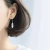Korea charm söt fjäder dangle örhängen kort kreativ 925 sterling silver temperament personlighet trendig kvinna