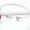 Bracelets porte-bonheur blancs pour femme pêche coeur amour plaqué or cristal ouverture bracelets bracelets