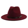 Designer TOP hats for men women Elegant fashion Solid felt Fedora Hat Band Wide Flat Brim Jazz Hats Stylish Trilby Panama Caps8849826