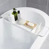 浴槽バスタブシェルフキャディシャワー拡張可能なホルダーラックストレージトレイバス上の多機能オーガナイザーA10 19ドロップシップT200413285D