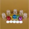 100 x Mini cápsula é bonito rodada Casos Pill Transparente Garrafas de plástico recarregável com alumínio Cap Medical Drogas Container