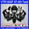 +Tank für HONDA SuperHawk VTR Pink schwarz heiß 1000 F 1000F VTR1000 F Karosserien 56HM.134 VTR1000F 97 02 03 04 05 1997 2002 2003 2004 2005 Verkleidungen