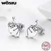 Flower Heart Stud Earrings 100% 925 Sterling Silver Pearl Small For Women Wedding Engagement Jewelry Gifts
