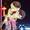 Party Decoration LED Luminous Balloon Rose Bouquet Transparent Valentines Day Gift Birthday Wedding Balloons