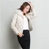 FTLZZ Women Real Collar Down Jacket Winter Warm Ultra Light Short White Duck Parka Elegant Coat Outwear 201103