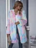 Frauen Winter Regenbogen Tie Dye Teddy Mäntel und Jacken Streetwear Polar Fleece Plüsch Übergroßen