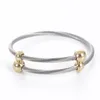 Bangle Stainless Steel Bracelet Double-Headed Gourd Slide Adjustable Opening Woven Fashion Women's Accessories Simple