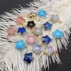 13x16mm Natural Crystal Stone Charms Decorate Little Star Green Rose Quartz Pendants Gold Edge Trendy for Necklace Earrings Jewelry Making Wholesale