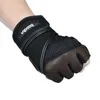 Gants de gymnastique en cuir hommes ceinture de poignet étendue demi-doigt haltère haltérophilie gants de fitness gants de sport d'entraînement en peau de cerf Q0107