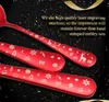 Christmas tableware stainless steel spoon fork cartoon Christmas tree snowflake bell pattern kitchen tableware set with gift box red green1