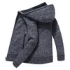 Cardigan à capuche Pull Hommes Streetwear avec poche à glissière Cardigan Manteaux Homme Pull tricoté Hiver Bleu Mens Sweats à capuche Vêtements 201022