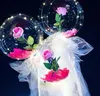 Led Bobo Ballong Lysous Rose Bouquet Light Transparent Bubble Rose Ball Valentines Gift Födelsedag Bröllopsfest dekoration