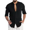 Summer Casual Shirts Mens Solid Button Long Sleeve Top Blouses Male Beach Shirts Men Slim Fit Top Chemise Homme