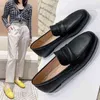 حذاء اللباس mocassins en cuir à bout carré pour femmes chaussures plates à enfiler couleur bonbon blanc noir jaune grande taille 35-43 9472N 220309