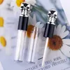 5ml Tomma Clear Lip Gloss Tubes Containrar Skull Lid Borste Tip Applicator Wand Refillerbar Lip Balmflaska för DIY Lip Makeup,