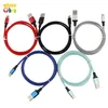 Carga de cable USB Micro USB Tipo-C Cables de tela de color puro para Samsung Xiaomi Cables móviles Cable USB 100 PCS/LOT