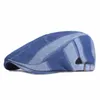 القبعات القبعات الرجال الأزرق 100٪٪ شقة كاب الذكور قابل للتعديل duckbill الدنيم الصيف العلامة التجارية البريطانية القيادة غاتسبي